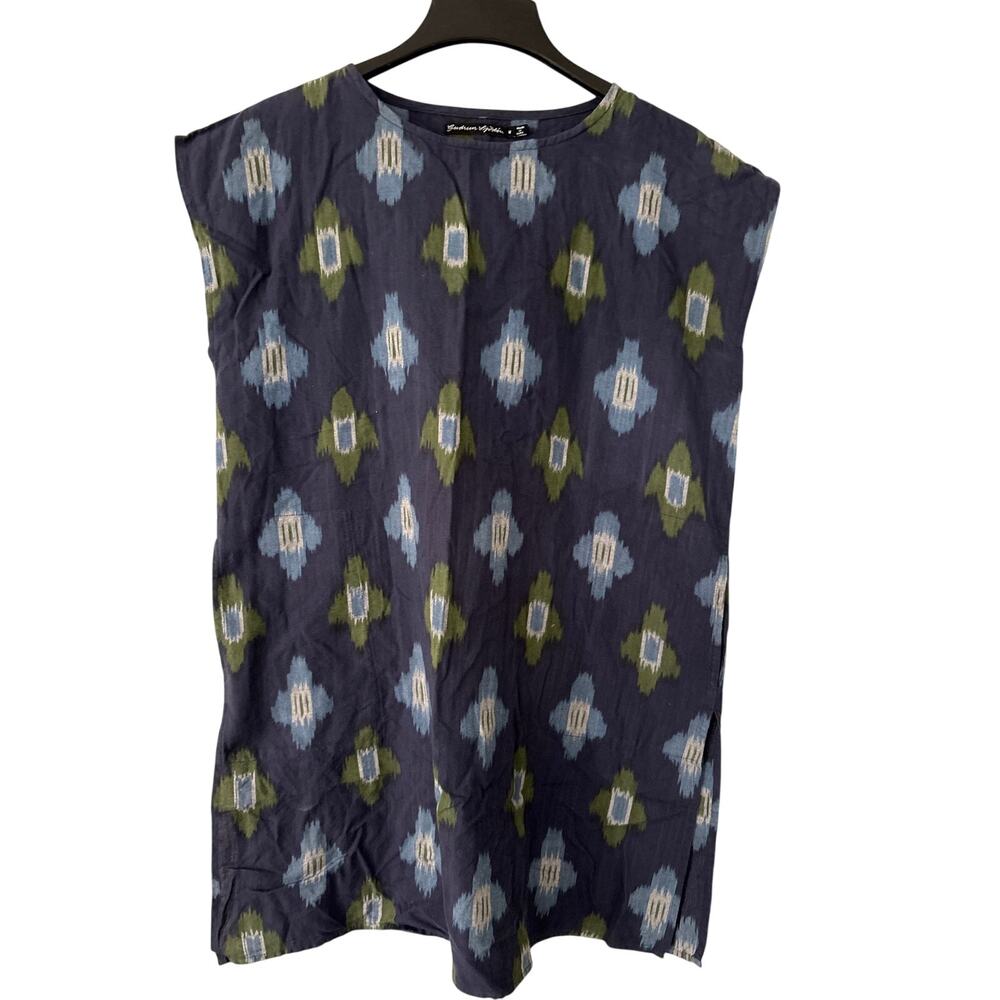 Gudren Sjoden Harda Woven Cotton Tunic Blouse Pocket Side Slits Size Medium